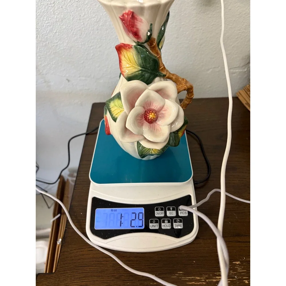 Fitz & Floyd Classics Magnolia Ceramic Vase Handcrafted China White Floral 7.5